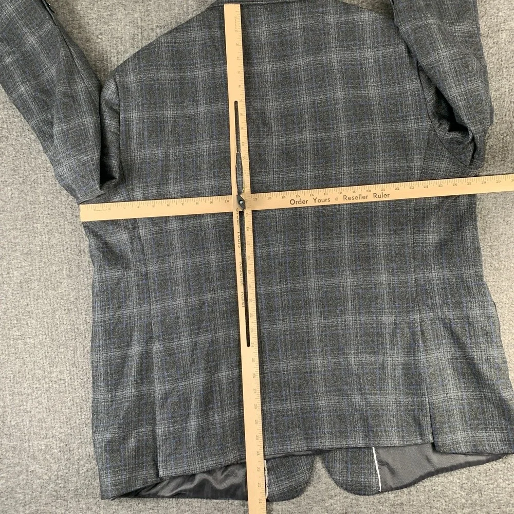 Joseph Abboud Blazer Jacket Men 56L Gray Windowpane Mazzotto Wool Sport Coat